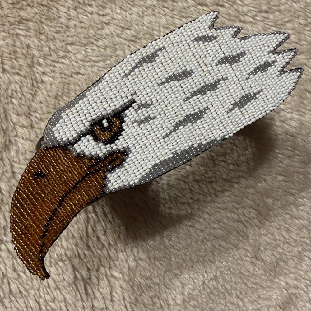MARY B HETZ 1987 Signed and Dated Year Eagle Beaded Buckle Belt - Picture 3 of 9